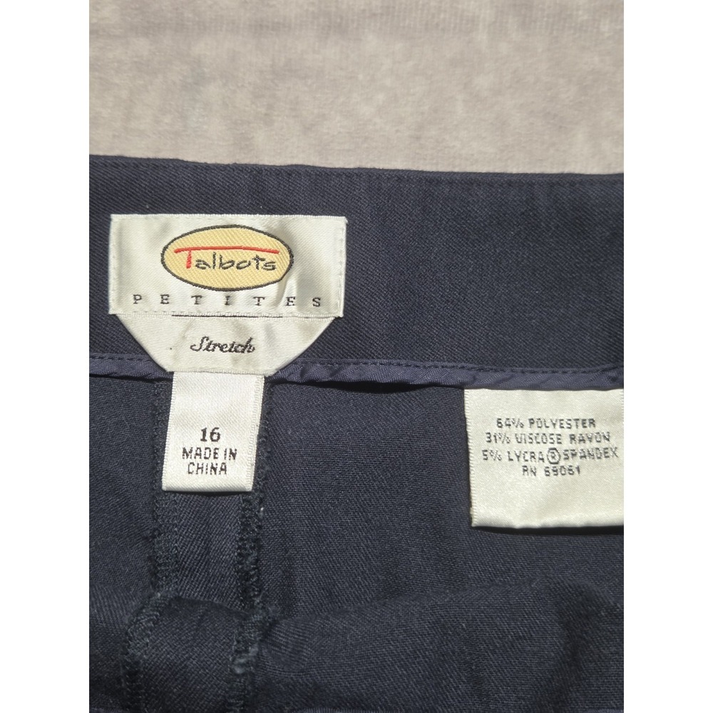 Talbots Womens Pants Size 16 Petite Stretch Navy Blue Side Zip Classic Career - Picture 3 of 9